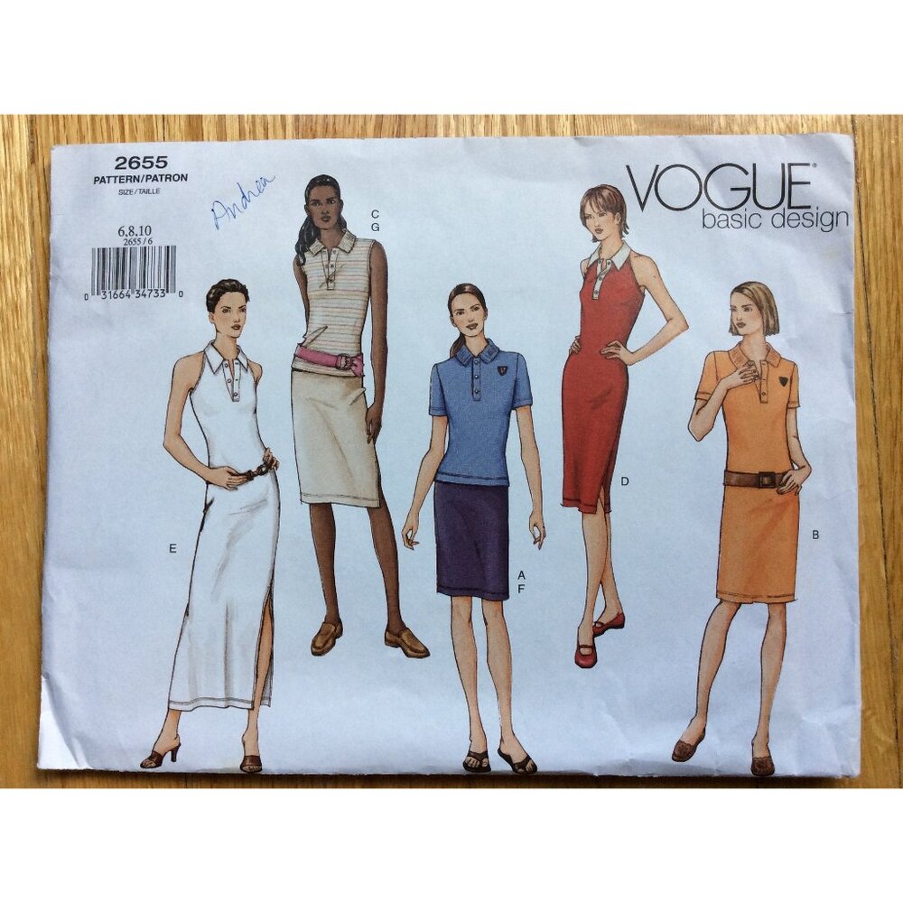 Misses Dress Top Skirt Pattern Vogue Basic Design 2655 Size 6 8 10 UNCUT